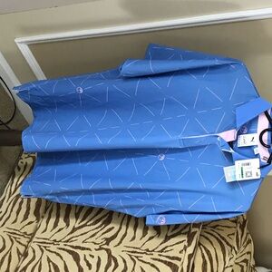 Stylish Blue Geometric Men's Polo Shirt